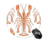 Orange Shrimp Pattern Round Mouse Pad 7.8 Inch, Portable Gaming Mouse Mat with Non-Slip Rubber Base & Smooth Surface, Waterproof Mousepad for PC, Laptop, Computer, Office, Home