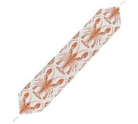Orange Shrimp Pattern Table Runner for Dining Table, Short Plush Runners Washable & Durable Tablerunner Modern Home Decor for Wedding, Kitchen, Holiday 229*33cm