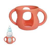 Orange Silicone Sleeve for Baby Bottle Feeding Bottle Sleeve with Handles Anti Breakage Shockproof Glass Baby Bottle Silicone Sleeve Non-Slip Baby Bottle Holder Baby Bottle Sleeve for Milk Bottles