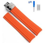 (orange silver 21mm with logo) Watch Band For Patek Philippe 5164a 5167a 5168a Silicone Aquanaut Bracelet Curved End Soft Rubber Watch Accessories Strap 21mm