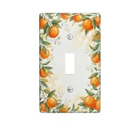 Orange Single Light Switch Cover Plate, Natural Botanical Leaves Flowers Summer Orange Plastic Standard Size Toggle Light Switch Cover for Bedroom Bathroom Kitchen Entrance Decor (Single)