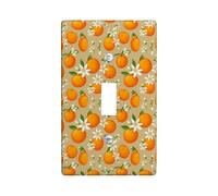 Orange Single Light Switch Cover Plate, Summer Tropical Flower Leaf Summer Orange Plastic Standard Size Switch Plate Decorative for Bedroom Bathroom Kitchen Entrance Decor (Single)