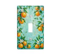 Orange Single Light Switch Cover Plate, Tropical Floral Flower Leaf Summer Orange Plastic Standard Size Decorative Wall Plates for New Apartment Home Bedroom Office Decor (Single)