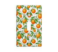 Orange Single Light Switch Cover Plate, Tropical Floral Leaf Flower Summer Green Plastic Standard Size Wall Switch Plates Accents for Home Living Room Bedroom Bathroom Decor (Single)