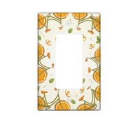 Orange Single Rocker Light Switch Cover, Playful Vintage Bike Leaf Summer Green Plastic Standard Size Accents Wall Switch Plates for Living Room Bedroom Home Office Decor