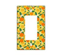 Orange Single Rocker Light Switch Cover, Summer Tropical Lemon Leaf Summer Yellow Plastic Standard Size Decorative Wall Plates for Home Living Room Bedroom Bathroom Decor