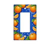 Orange Single Rocker Light Switch Cover, Summer Tropical Slice Leaf Summer Blue Plastic Standard Size Switch Plate Decorative for Home Living Room New Apartment Decor