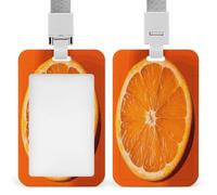 Orange Slice Badge Holder ID Badge Card Holder Wallet Case Sturdy Lanyard Badge Protector Vertical Plastic Card Case Protector Pouch with Clear Window ID Holder