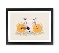 Orange Slice Bicycle Modern Art Framed Wall Art Print, Ready to Hang Picture for Living Room Bedroom Home Office Décor, Black A4 (34 x 25 cm)