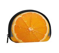 Orange Slice Full Format Printed Polyester Portable Mini Storage Bag Shell Shaped Wallet Small Coin Wallet Shell Storage Bag