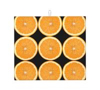 Orange Slice Print Microfiber Dish Drying Mat,Absorbent Quick Dry Kitchen Counter Mat,Non Slip Foldable Drainer Pad
