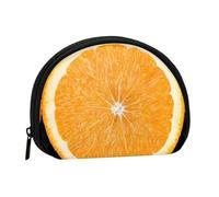 Orange Slice Print Portable Mini Storage Bag Shell Shaped Wallet Small Coin Wallet Shell Storage Bag