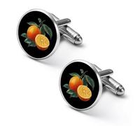 Orange Sliced Fruit Round Cufflinks for Men Classic Cuff Links Jewellery for Wedding Business Party