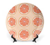 Orange Slices Bone China Decorative Plate with Display Stand Ceramic Dinner Plates Wall Decor for Home Kitchen 7inch