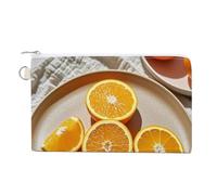 Orange Slices Coin Purse Coin Pouch with Zipper for Men Women Portable Change Wallet Canvas Coin Bag