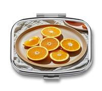 Orange Slices Pill Case Travel Portable Pocket Pill Box 2 Compartment Medicine Case Large Capacity Daily Pill Cases Vitamin Organizer Medicine Organizer Small Pill Box