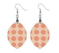 Orange Slices Wooden Earrings Artistic Wood Pendants Vintage Earring Hooks Jewelry for Women Love