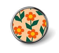 Orange Small Floral Patterns Badges Pin, Personalized Exquisite Round Badge, 1 Inch Button Pins for Women And Men, Decorative Metal Round Brooch for Clothing, Backpacks, And Hats