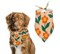 Orange Small Floral Patterns Dog Bandana, Soft Breathable Pet Scarf, Personalized Dog Bib Kerchief for Small Medium Large Dogs Cats, Exquisite Pet Neckerchief for Daily Wear, Travel, Party