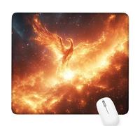 Orange Small Mouse Mat 10.24×8.27×0.12 inches,2026 New Year Gaming Mousepad Phoenix Mini Desk Pad with Non-Slip Base and Stitched Edge,for Wireless Mouse,Laptop,Office Home,Gift for Men/Woman D-802