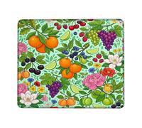 Orange Small Mouse Pad, Summer Vibrant Grape Cherries Summer Green Square Rubber Washable Aesthetic Mousepads for Desk Decor for Home Office Work Gaming Desk Square 8x10 Inch