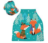 Orange Snow Fox Stretchy Baby Car Seat Cover,Canopy Nursing Covers,Soft Breathable Windproof Scarf Changepad for Winter Infant Breastfeeding Boys