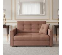 Orange Sofa Bed Sleeping Function Viva Lux Ii Wave Spring Material Fabric Settee Compact Space Saving Living Room Couch
