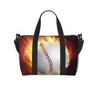 Orange Softball Baseball On Fire and Water Crossbody Travel Bag - Water-Resistant Carry-On Handbag, Large Capacity Gym Bag