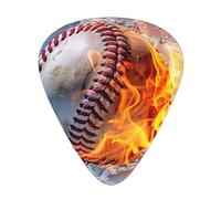 Orange Softball Baseball On Fire And Water - Guitar Picks-12 Pack Includes Thin, Medium & Heavy Gauges, Best Gift for Guitar Lovers
