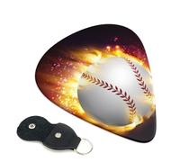 Orange Softball Baseball On Fire And Water Guitar Picks 6-Pack - Pick Set (0.46mm / 0.71mm / 0.96mm) Suitable For Guitar And Ukulele Playing