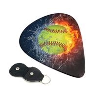 Orange Softball Baseball on Fire and Water Guitar Picks, 6 Pcs Guitar Plectrums double-sided printing, suitable for acoustic, electric and bass guitars, including 0.46 mm 0.71 mm 0.96 mm