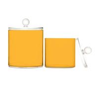 Orange Solid Color Pure Plain Clear Plastic Storage Boxes with lid Bathroom Essentials Decorative Storage Bins for Cotton Swabs,Cotton Pad2 Pack