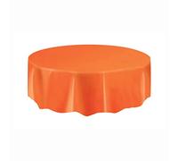 Orange Solid Round Plastic Table Cover (213cm) 1 Count - Vibrant & Durable Party Essential for Easy Cleanup and Decoration