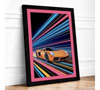 Orange Speed Lines Modern Framed Wall Art Print A4 (29.7×21cm) Black, Wall Decor for Living Room, Bedroom, Office & Home, Ready to Hang, Art Gift