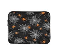Orange Spiders White Webs Black Sleeve for Laptop, Thin 15.6 Laptop Sleeve for Women Men