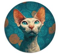Orange Spiral Hairless Cat's Face Jigsaw Puzzles. 1000pcs (67.5x67.5cm) Whimsical Challenge Toy for Educational Games Gifts