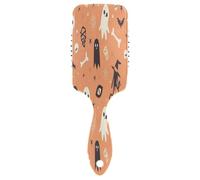 Orange Spooky Ghosts Halloween Pattern Hair Brush for Thick Curly Thin Long Short Wet or Dry Adds Shine and Makes Smooth Comb Paddle Brush for Men Women Kid