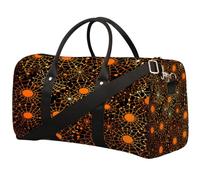 Orange Spotted Spider Web Foldable Travel Duffle Bag Waterproof Sports Gym Bag with Shoulder Straps