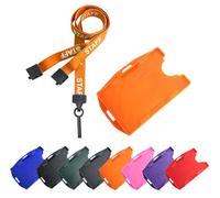 Orange Staff Lanyard with Double-Sided ID Card Holder with Dual Orientation for Portrait or Landscape Staff Card (Pack of 5) from PCL Media ltd