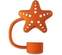 Orange Starfish Straw Cap, 10mm, Cute Silicone Covers Cap for Stanley Cup, Dust-Proof Drinking Reusable Tips Lids Drinking Straw Dispensers Accessories