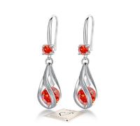Orange Sterling Silver Drop Earrings for Women, Hypoallergenic With Cubic Zirconia - Jewellery Gift for Auntie, Birthday, Christmas, Anniversary