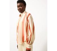 Orange Stripe Print Oversized Fit Balloon Sleeve Shirt 14