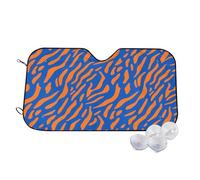 Orange Stripes Blue Wind Sun Shade for Car Sun Visor Foldable Vehicle Sunshade 27.5×51.2 Inch