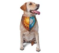 Orange Sun And Moon Hippie Mandala Printed Graphic Pet Triangle Scarf For Dogs & Cats, Adjustable Cute Pet Bandana For & Photo Shoots