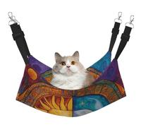 Orange Sun And Moon Hippie Mandala Printed Pet Hammock - Sleeping Hammock For Cats, Rabbits, Ferrets, Puppies, Small Animals