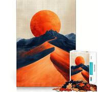 Orange Sun Over Blue Mountains Hard Jigsaw Puzzle for Adults 1000 Pieces Memory Lift Easy Leisure Image Assembly Artistic Gift (50x75cm)