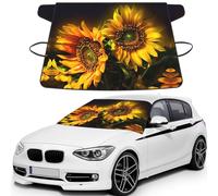 Orange Sunflower Wallpaper Printed Car Windshield Cover for Ice and Snow, Durable Windshield Snow Cover, Sun Protection, Universal Fit 69x42.5''