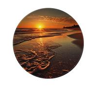 Orange Sunrise Beach Mouse Pad with Anti-fray Stitching, Waterproof Gaming Mouse Mat for Men Women Non-Slip Rubber Base Round Computer Mousepad for Office Desk Accessories 8in