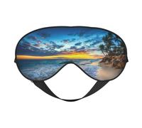 Orange Sunrise Over The Beach Sleep Mask Eye Mask with Adjustable Strap Eye Sleep Shade Cover Blocks Light for Women Men Airplane Travel Nap