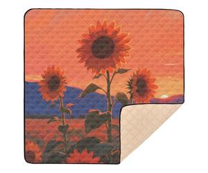 Orange Sunset Sunflower Large Sturdy Baby Floor Play mat for Indoor Outdoor Comfortable Foldable Baby Play Tummy Time Mat for Baby Kids Toddlers Infants, 50'' x 50''alfombrillas para Bebes